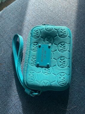 Michael Kors Teal Zip Pouch Wristlet